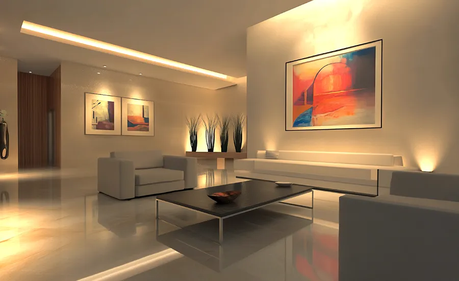 Sophisticated Lighting Upscale modern residence with dramatic lighting